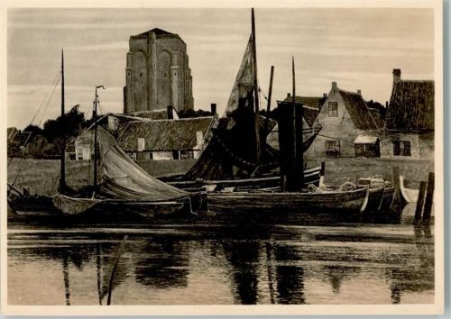 HDK Nr. 435 Photo Hoffmann sign Clarenbach - Fischerhafen am Abend