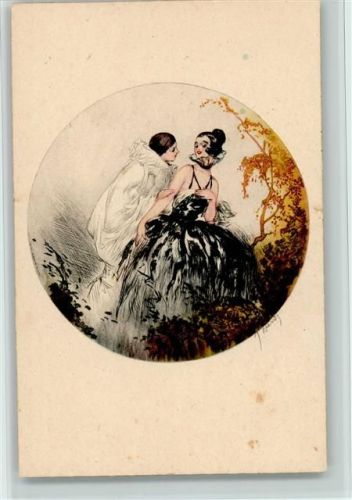 Italien Gravur - 1960 sign Hardy - Harlekin und Glamour Frau Hardy, F. Künstlerkarte