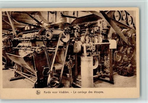Karde voor klodden Le cardage des etoupes - Maschinen der Textil-Herstellung