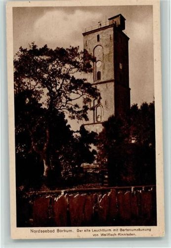 W2972 Borkum Leuchtturm - Gartenzaun aus Walfisch Kinnladen, ca 1927 AK Wal