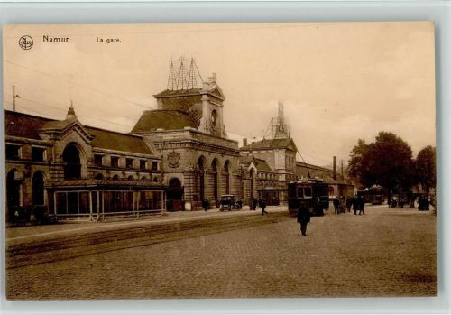 Namur - La Gare , Straßenbahn ca 1915 AK Bahnhof