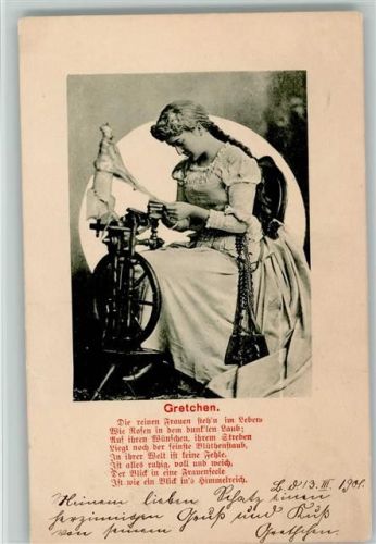 Gedicht, Spinnrad 1900 AK Gretchen