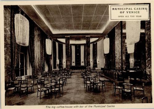 Coffe-House with bar of the Municipal Casino of Venice ca 1930 AK