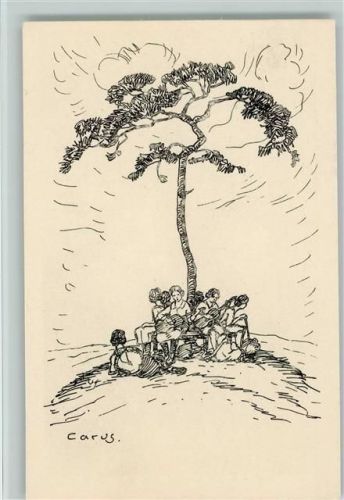 Künstlerkarte Nr. 36 sign Carus - Wandergruppe - Verband für Deutsche Jugendherbergen Naturfreunde
