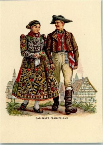 Frankenlandpaar - Badische Volkstrachten sign Skarbina Skarbina, H.