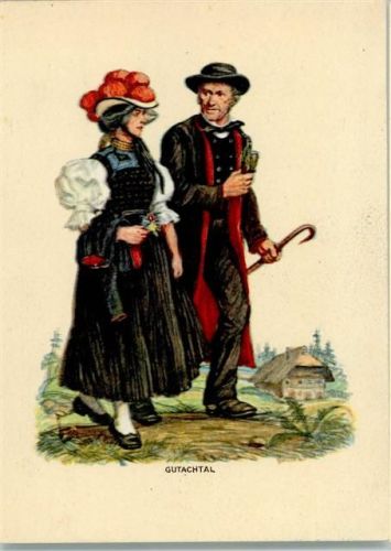 Badische Volkstrachten Gutachtal sign Skarbina Skarbina, H.