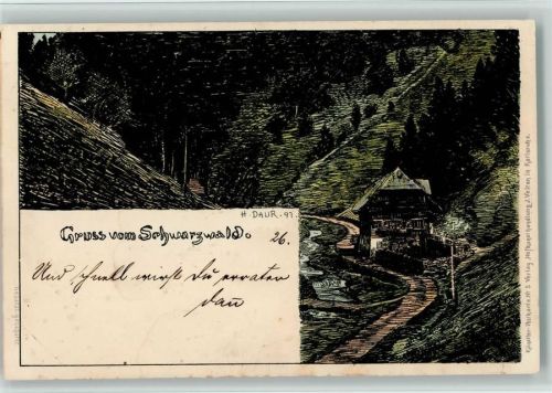 Verlag Velten - Schwarzwaldhaus , litho , sign Daur