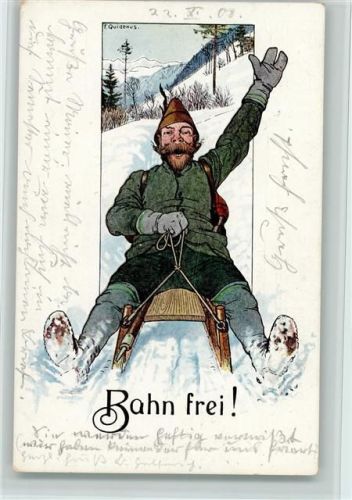 1908 Schlittenfahrt "Bahn frei"