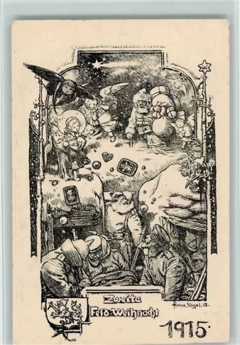 Zweite Feldweihnacht 1915 - Den Kameraden der 6. Armee die bayr. Kartenfelddruckerei Spenden AK Weihnacht im Feld WK I