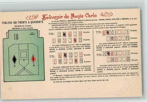 Kartenspiel - Monte Carlo Tableau Roulette