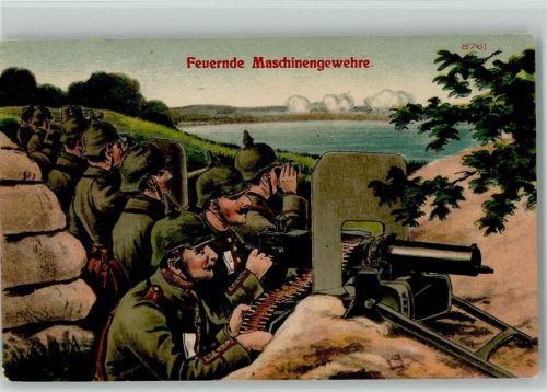 Feuernde Maschinengewehre aus dem Schützengraben