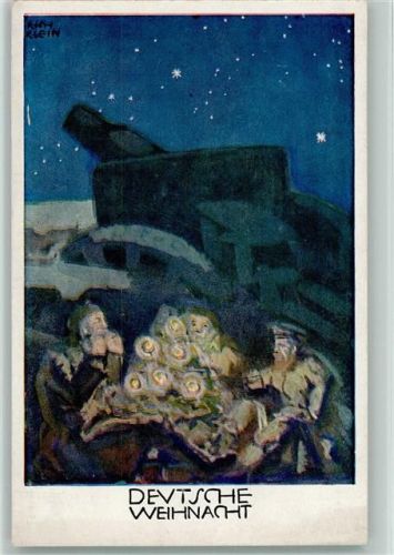 sign Richard Klein - Bayr. Kriegsinvaliden Fürsorge Weihnacht im Feld WK I Künstlerkarte