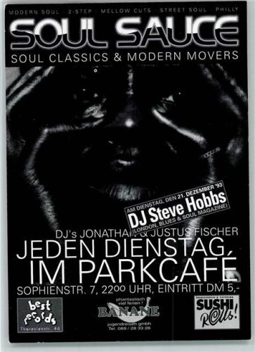 Soul Sauce - Parkcafe Sophienstr. Flyer - keine AK Rock / Pop