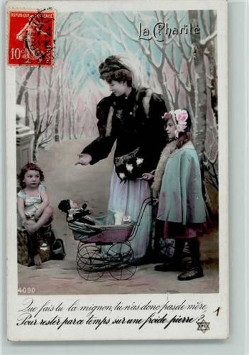 Nr. 1 Serie 4090 - Glamour Frau in Pelzmode, Puppe, Puppenwagen Fotokunst P.C. Paris