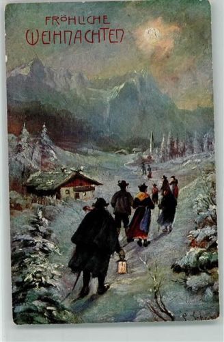 Erika Nr. 4088 - Kirchgang in den Bergen - Weihnachten