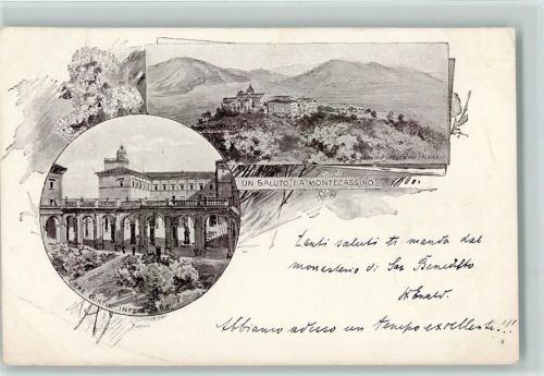 03043 Montecassino Abbazia Künstlerkarte Abbadia veduta dal Calvario