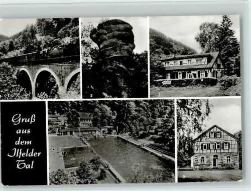 99768 O5505 Ilfeld , Südharz - Harzquerbahn Gänseschnabel Gaststätte zur Talbrauerei Schwimmbad Waldhotel
