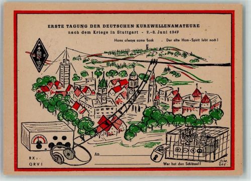 Tagungs Festpostkarte WBRC Stuttgart 1947 Radio Club Sonderstempel - Ereignis