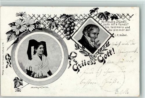 Trachten - Weintrauben, Spruch 1901 AK Hebel Joh. P.