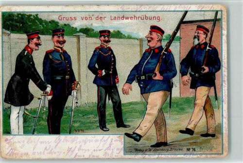 Soldatenlitho - Landwehrübung Verlag Steinberg Nr. 76 AK