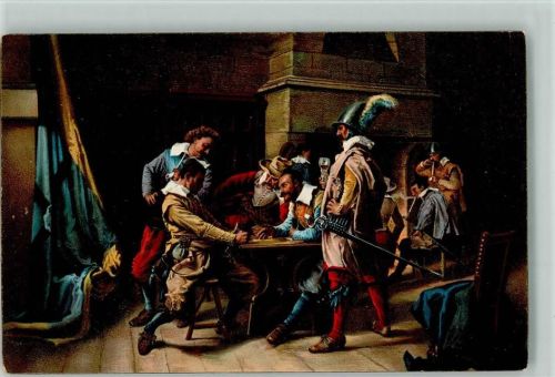 Würfelspielende Soldaten - Stengel 29192 AK Gemälde von Meissonier Würfeln