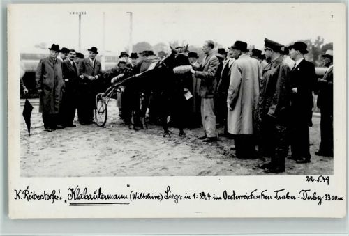 Raiberstorfer mit Klabautermann Sieger im Österr. Traben derby 1949 Foto keine AK