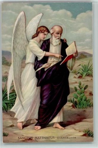 Engel mit Sanctus Matthaeus - Evangelista - Bibel lesen , gute Erhaltung