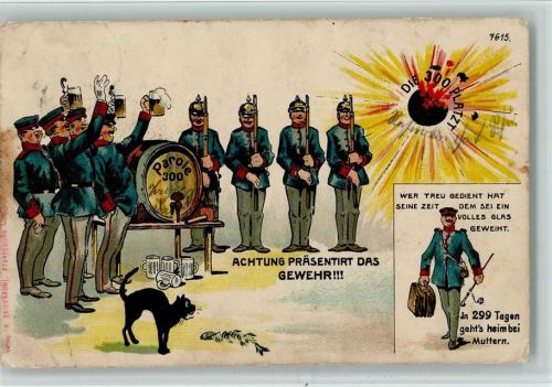 Soldatenlitho - Parole 300 - Achtung präsentiert das Gewehr, Bier trinken Nr. 7615 AK