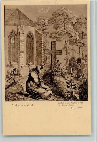 auf einem Grabe - Friedhof - Hebelkarte Nr. 9 AK Hebel Joh. P.