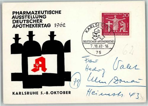 Karlsruhe Pharma Ausstellung Apothekertag 1962 und Sonderstempel - Ereignis