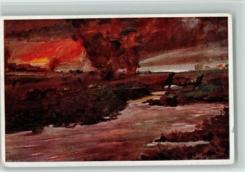 Nr. 441 Rotes Kreuz Kriegsfürsorgeamt WK I AK Nachtgefecht Kriegsfürsorgeamt Künstlerkarte