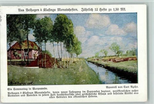 Sommertag in Worpswede - Aquarell von Curt Agthe