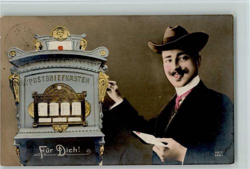 Schöner Briefkasten Serie 210-2 "Für Dich!" AK
