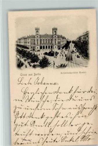 Berlin Mitte Moabit - Kriminalgericht 1905 AK Straßenbahn