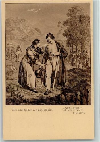 Der Statthalter von Schopfheim, Szene - Hebelkarte Nr. 6 AK Hebel Joh. P.