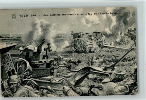 Yser 1914 - Une batterie allemande sous le feu de Armee belge - Kanonen Gefecht WK I und WK II