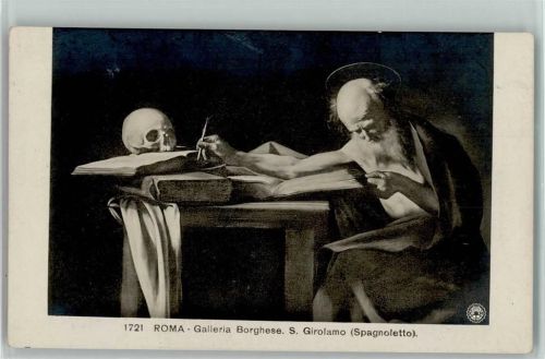 S. Girolamo - Totenkopf, Bücher lesen AK Gemälde