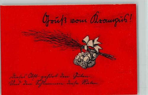 Eine Rute mit einem Korb voll Früchte Krampus