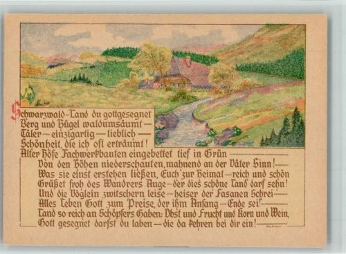 Gedicht, Schwarzwaldhaus - Künstlerkarte Schwarzwald