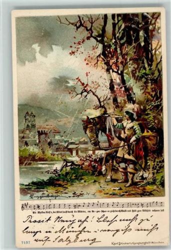 Trompeter von Säckingen Nr. 7157 Verlag Stückers - sign Guggenberger - Noten 1901 AK Guggenberger, T. Künstlerkarte