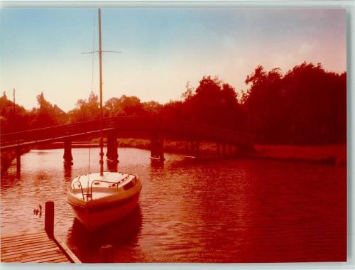 31558 W3055 Hagenburg b Wunstorf FOTO KEINE AK Kanal mit neuer Brücke Segelboot