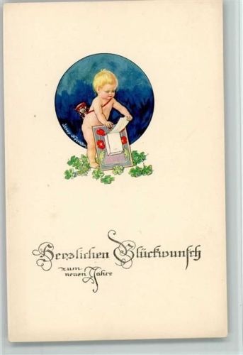 Amor engel mit einem Kalender - Neujahr sign Nyström