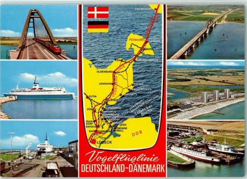 23769 W2448 Fehmarn - Riesenkarte Mehrfachaufnahme Vogelfluglinie Deutschland Dänemark