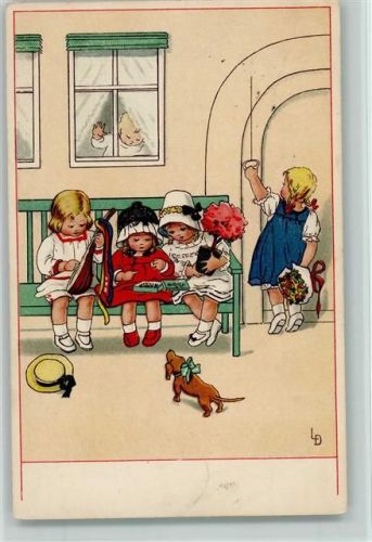 Meissner & Buch Serie 2301 Kinder Gratulanten mit Pralinen, Dackel 1917 AK