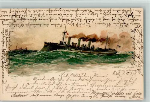 sign Bohrdt - Aviso "Greif" unter Volldampf 1898 AK Marine Bohrdt, H.