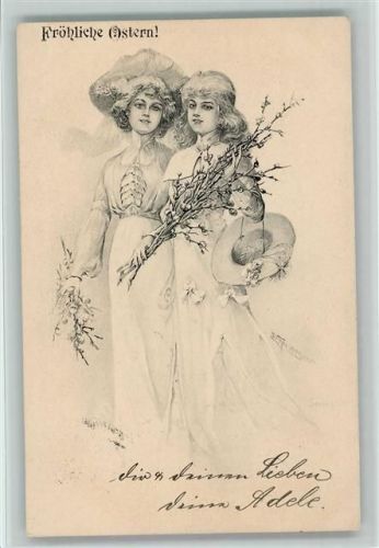 Ostern - Frauen mit Sträuchern 1906 AK Mode Wichera, R. R. v.