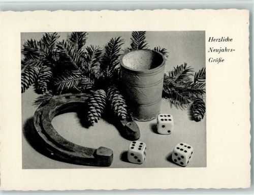 Neujahr - Würfelbecher , Würfel, Hufeisen Würfeln