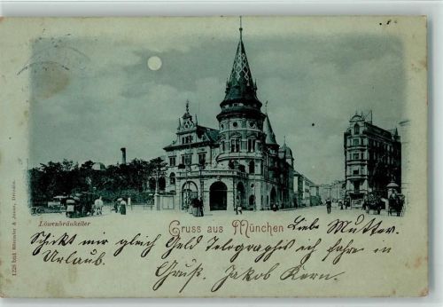 W8000 München im Mondschein - Gruss aus 1897 AK Löwenbräukeller