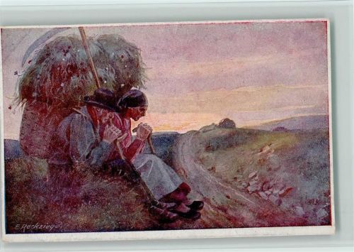 sign Reckziegel - WK I Stilles Heldentum - Bauern nach der Heuernte - Kriegsfürsorgeamt Nr. 554 AK