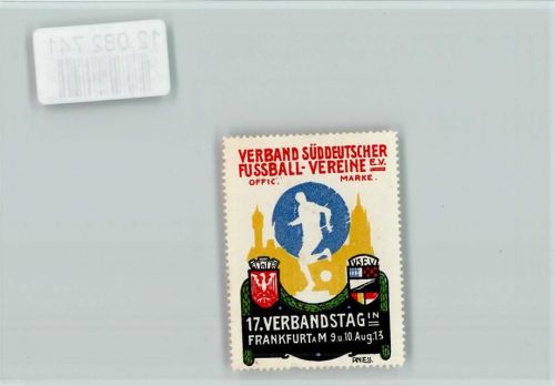 W6000 Frankfurt am Main Vignette - 17. Verbandstag Südd. Fußball Vereine 1913 sign Niess Fußball